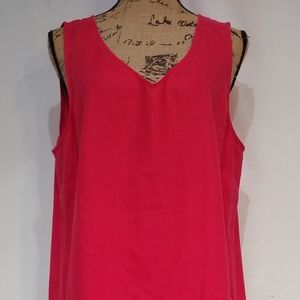 J. Jill Hibiscus Red 100% Linen Maxi Dress Large
